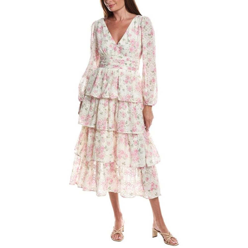 Layered With Love Womens  Eliana Floral Embellished Maxi Dress, Pink